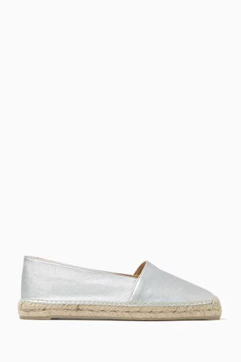Kenda Espadrilles in Metallic Leather & Jute