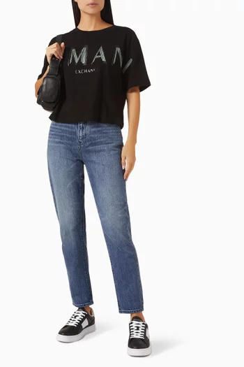 Boyfriend Distressed Jeans in Denim