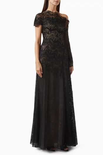 One-shoulder Gown in Lace