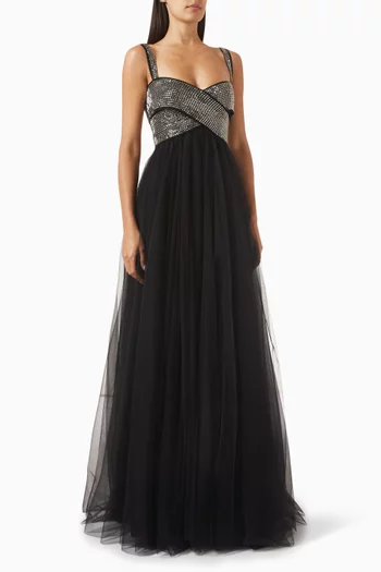 Stone-embellished Gown in Tulle
