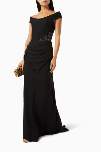 Bead-embellished Corset Dress in Crepe Georgette
