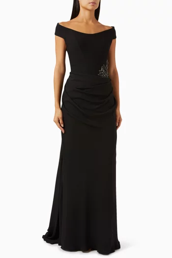 Bead-embellished Corset Dress in Crepe Georgette