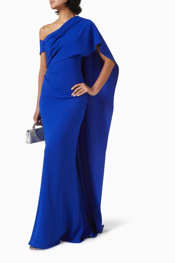Draped Cape Dress in Crepe