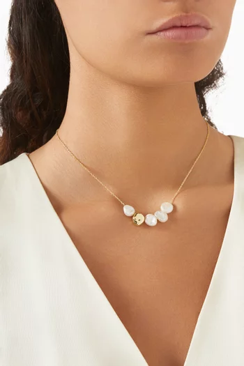 Pearl Charm Necklace in 18kt Gold-plated Metal