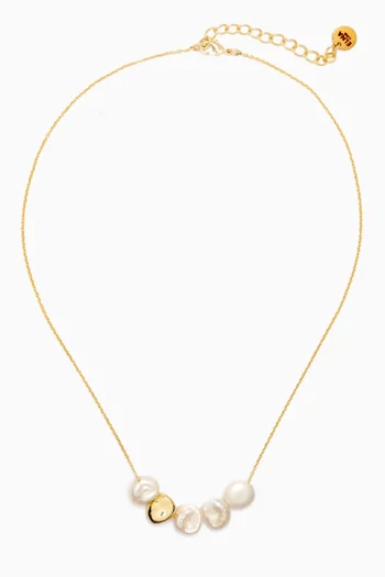 Pearl Charm Necklace in 18kt Gold-plated Metal