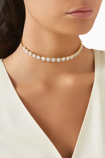 Gemstone Choker in 18kt Gold-plated Metal