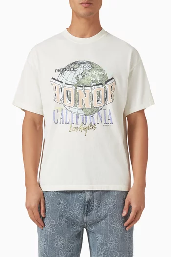 تي شيرت بعبارة Honor California قطن جيرسيه