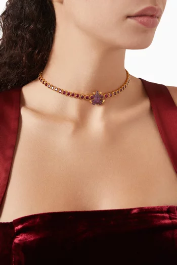 Frog Tennis Necklace in 24kt Gold-plated Bronze