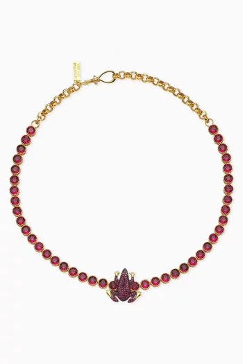 Frog Tennis Necklace in 24kt Gold-plated Bronze
