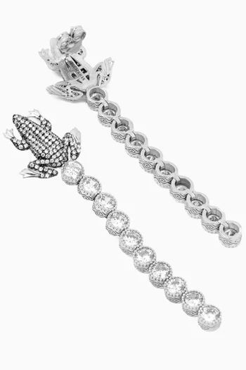 Frog Tennis Earrings in Platinum-plated Bronze & Silver