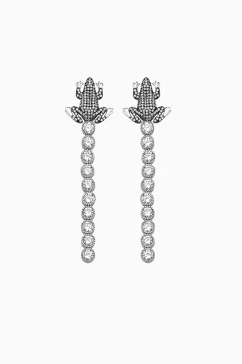 Frog Tennis Earrings in Platinum-plated Bronze & Silver