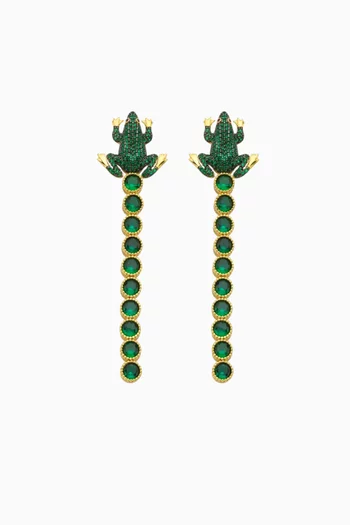 Frog Tennis Earrings in 24kt Gold-plated Bronze & Silver