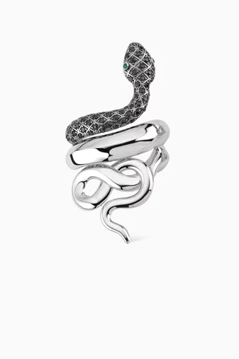 Mini Snake Crystal Single Earcuff in Platinum-plated Bronze