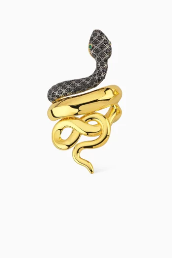 Mini Snake Crystal Single Earcuff in 24kt Gold-plated Bronze