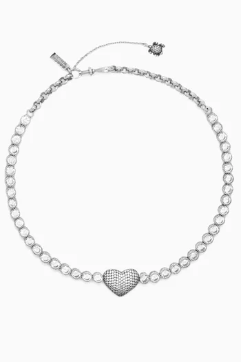Cuori Crystal Tennis Choker in Platinum-plated Bronze