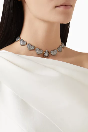 Serdarino Cuori Crystal Choker in 24kt Gold-plated Bronze