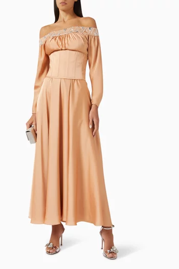 Embellished Off-shoulder Corset Dress