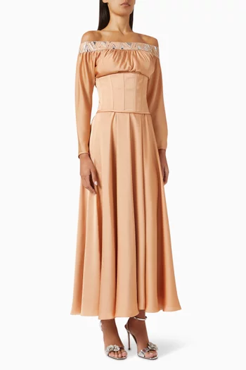 Embellished Off-shoulder Corset Dress