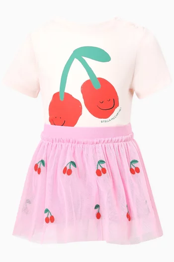 Cherry-embroidered Skirt in Tulle