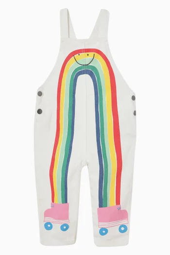 Rainbow-print Dungarees in Cotton-denim