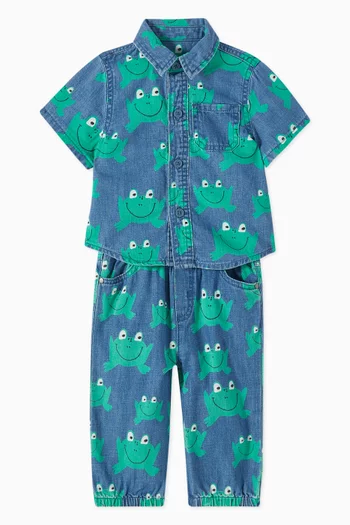 Baby Frog Printed Denim Shirt