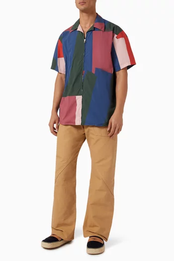 Abstract Zip-up Shirt in Cotton