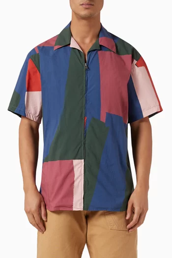 Abstract Zip-up Shirt in Cotton