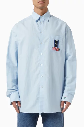 Window Embroidered shirt in Linen-blend