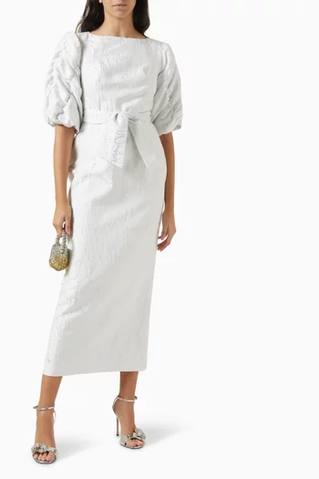 Sedum Textured Maxi Dress in Cotton-blend