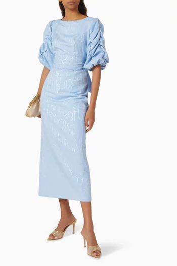 Sedum Textured Maxi Dress in Cotton-blend
