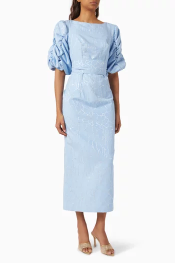 Sedum Textured Maxi Dress in Cotton-blend
