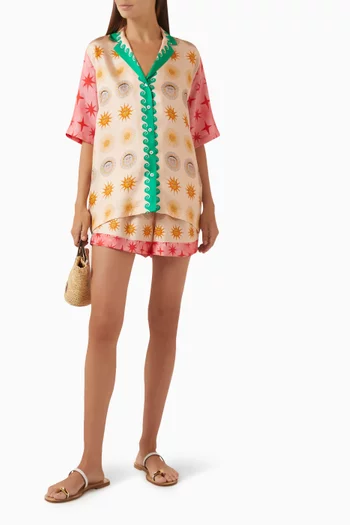 Cosmos Printed Shorts in Silk Twill