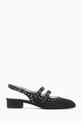 Queen 20 Eyelet Mary Jane Ballet Flats in Denim