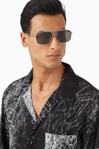 Square Aviator Sunglasses in Metal