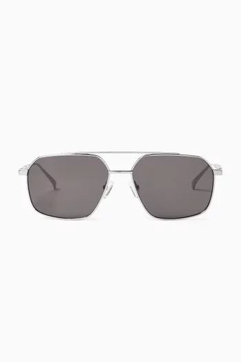 Square Aviator Sunglasses in Metal