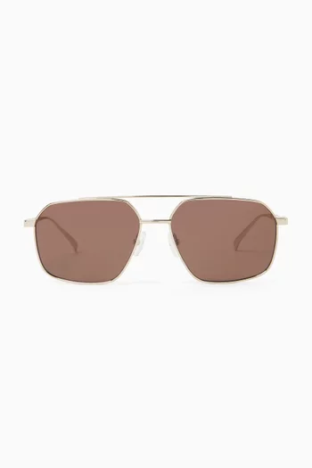 Square Aviator Sunglasses in Metal
