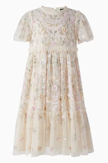 Embellished Dragonfly Garden Flared Dress