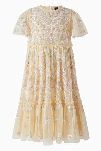 Embellished Dragonfly Garden Flared Dress