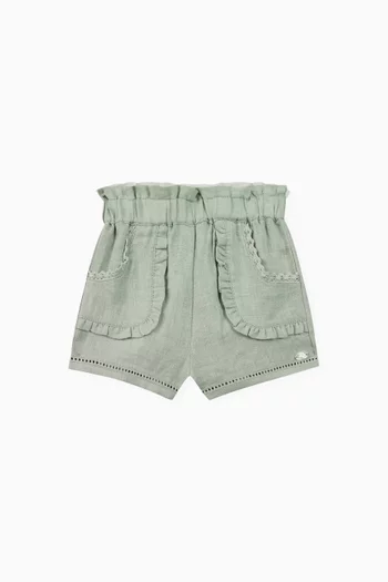 Gathered Shorts in Linen