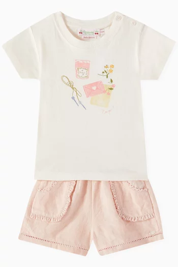 Gathered Shorts in Linen
