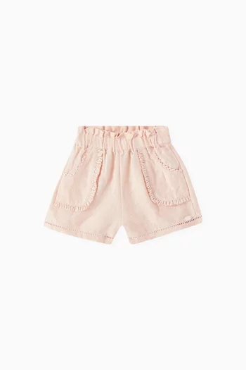 Gathered Shorts in Linen