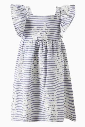 Striped Embroidered Dress
