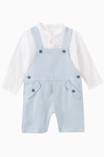Button Dungarees in Linen