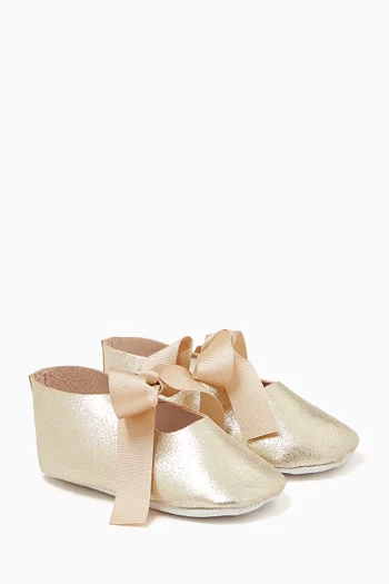 Bow-detail Ballet Flats in Leather