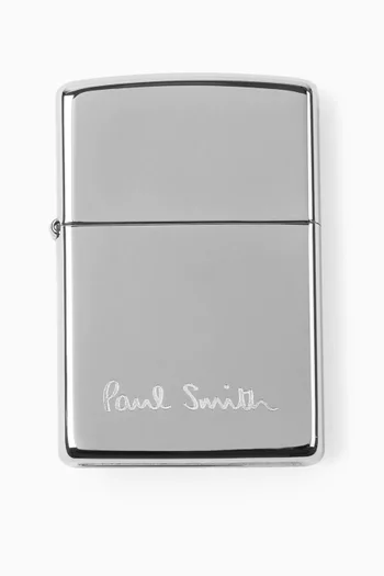 ولاعة زيبو محفورة بشعار الماركة كروم بلون فضي