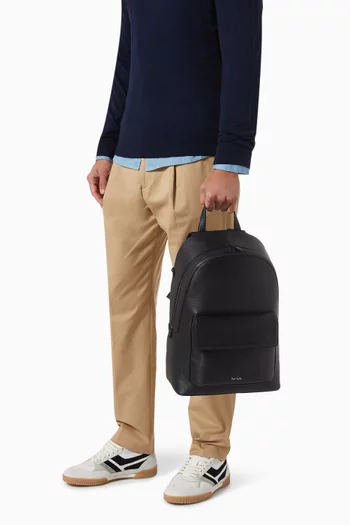 Straw-Grain Backpack in Embossed Leather