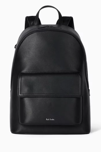 Straw-Grain Backpack in Embossed Leather