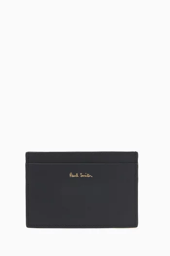 Signature Stripe Card Case in Leather