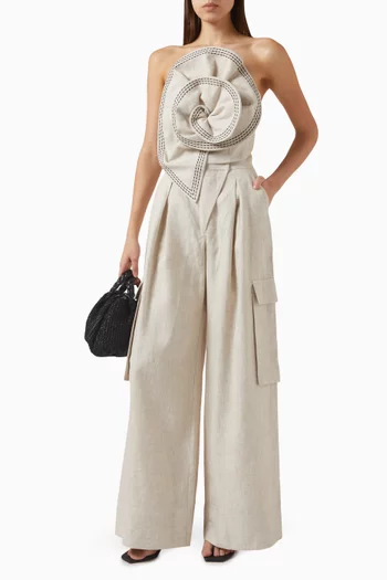 Fossiles Floral Top in Linen