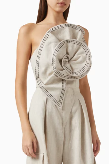 Fossiles Floral Top in Linen
